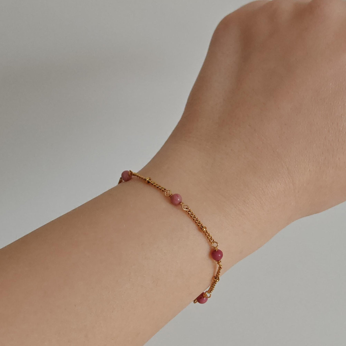 Rhodonite Pearl Gold Bracelet