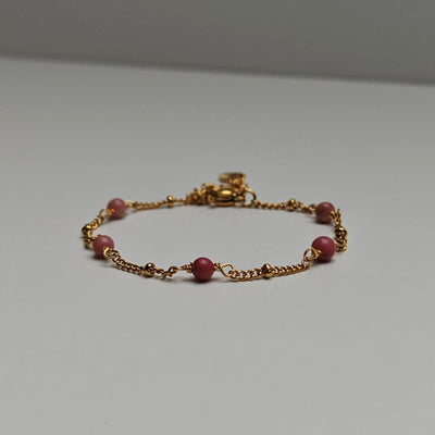 Rhodonite Pearl Gold Bracelet