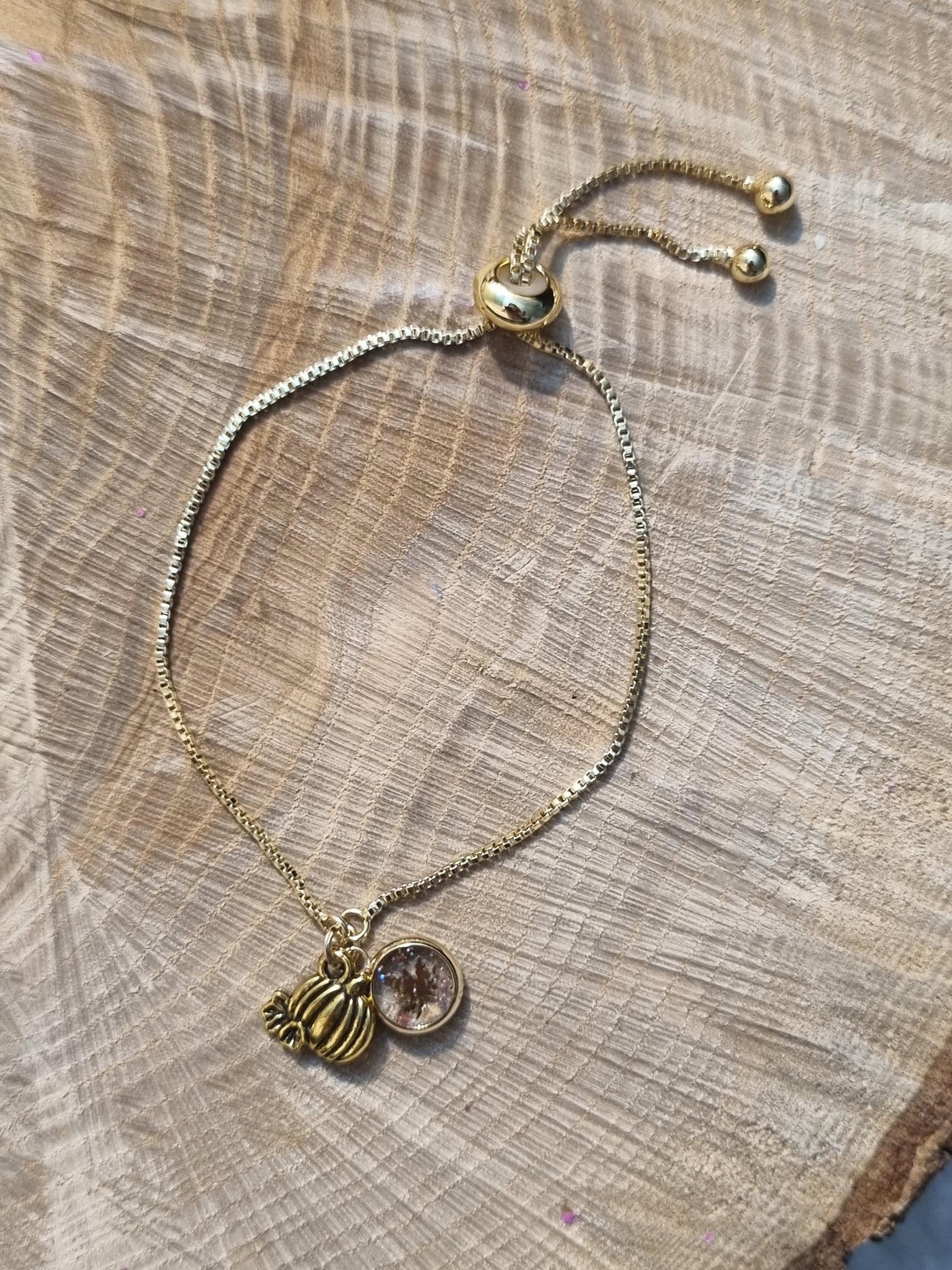 Sparkly Pumpkin Leaf Bracelet