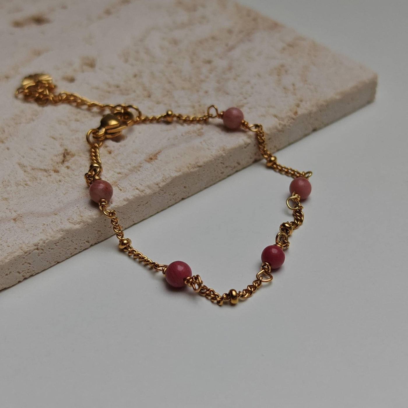 Rhodonite Pearl Gold Bracelet