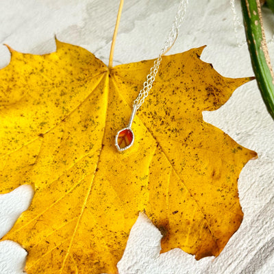 Tiny Silver Glass Leaf Necklace