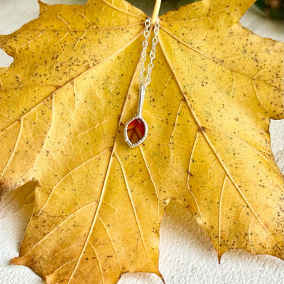 Tiny Silver Glass Leaf Necklace