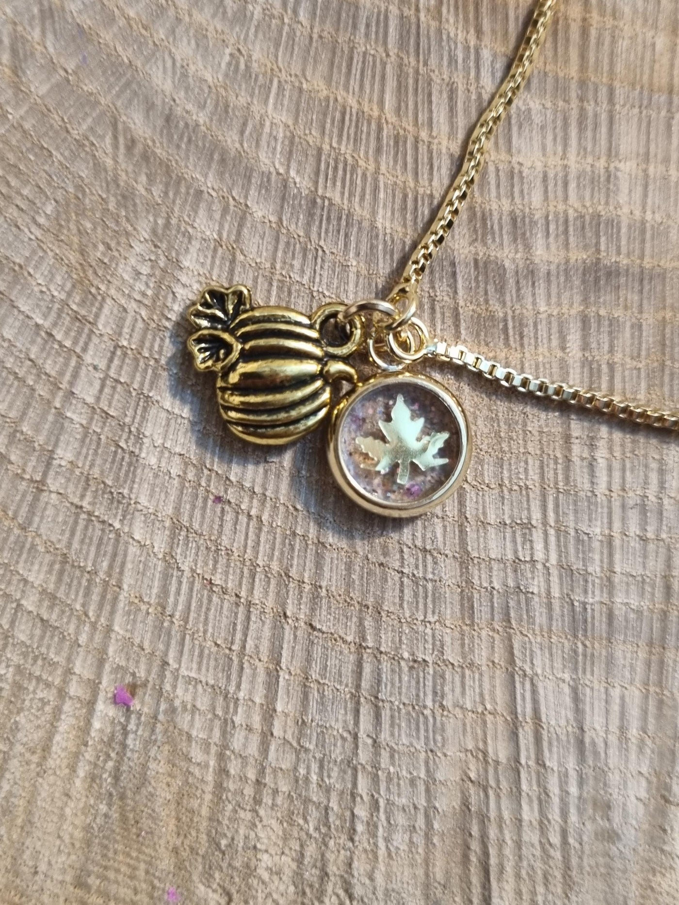 Sparkly Pumpkin Leaf Bracelet