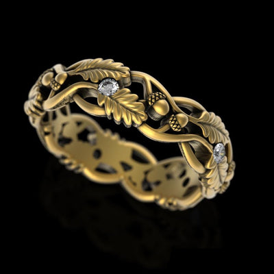 Womens Gold Nature Wedding Band