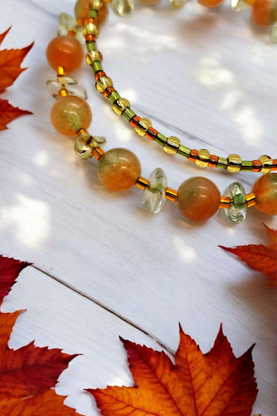 Beaded Resin Maple Leaf Bracelet