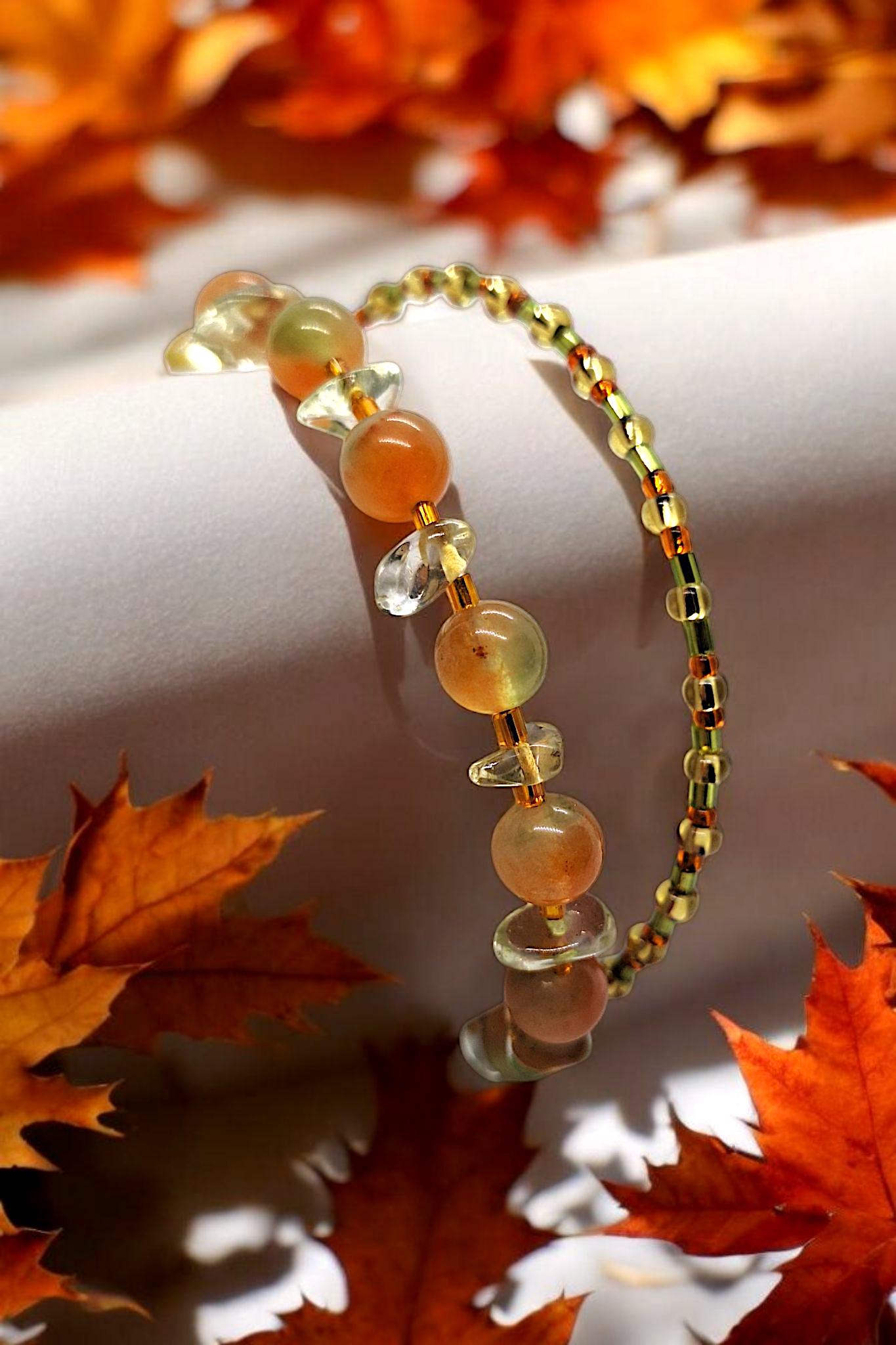 Beaded Resin Maple Leaf Bracelet