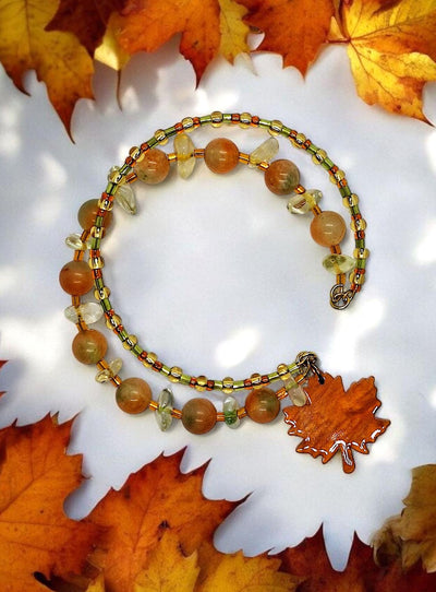 Beaded Resin Maple Leaf Bracelet