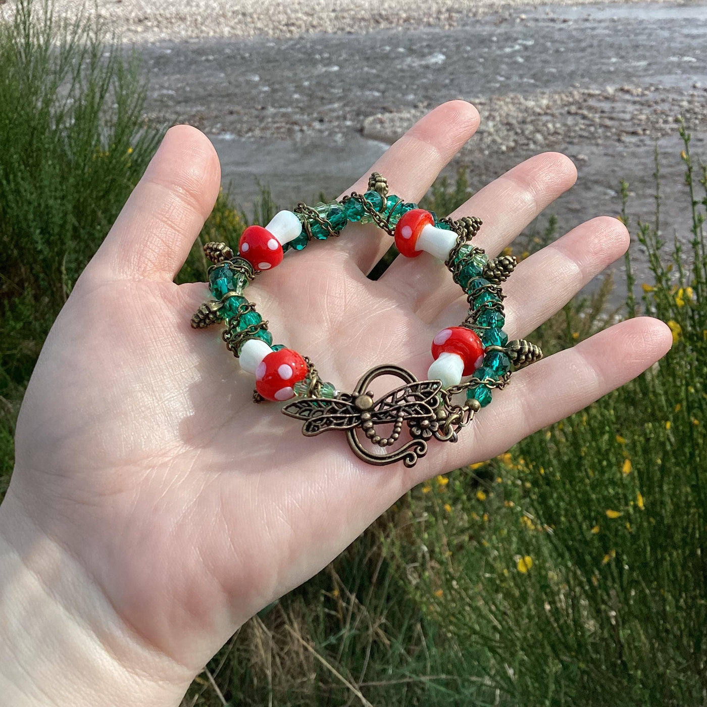 Bronze Mushroom Pinecone Bracelet
