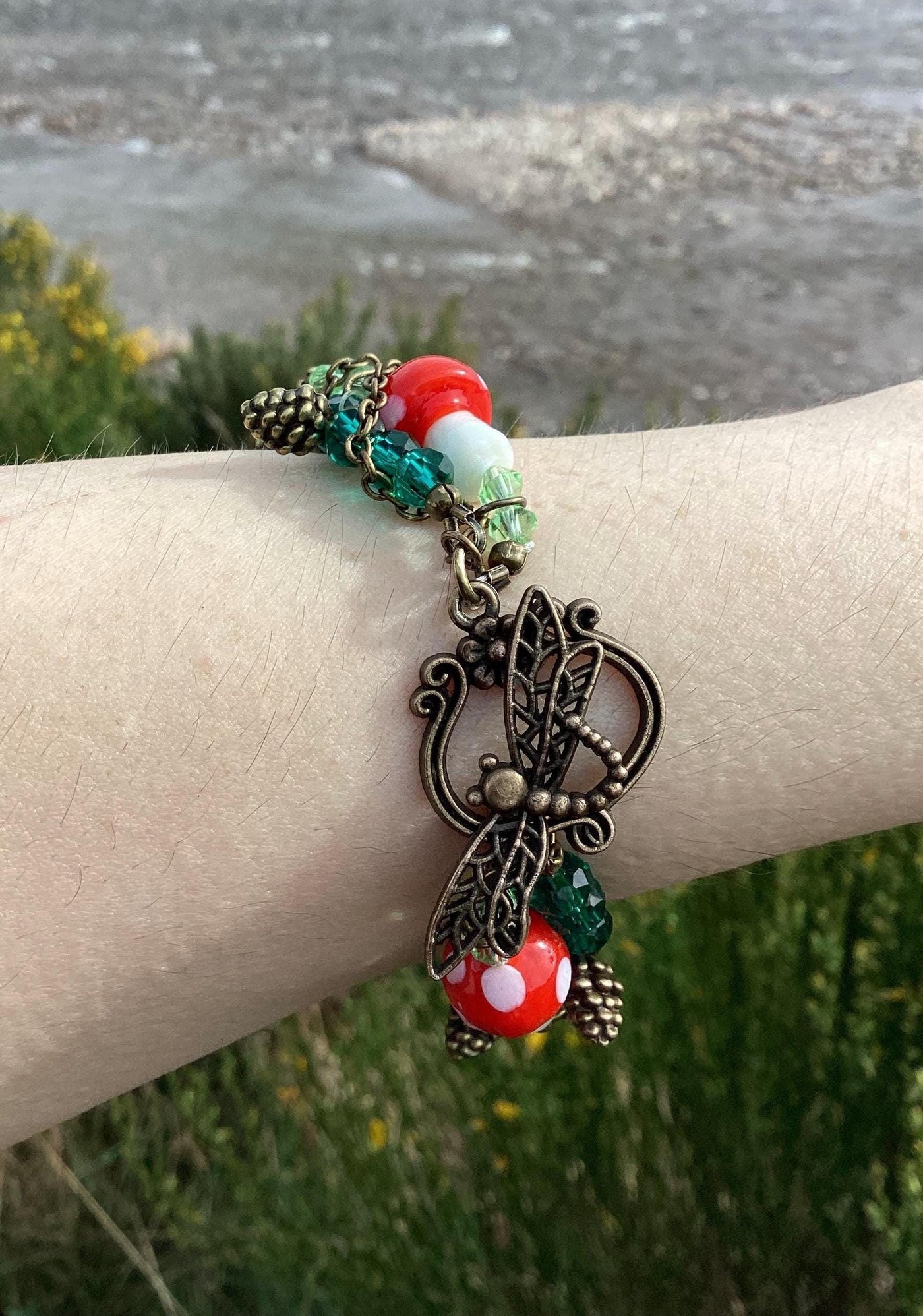 Bronze Mushroom Pinecone Bracelet