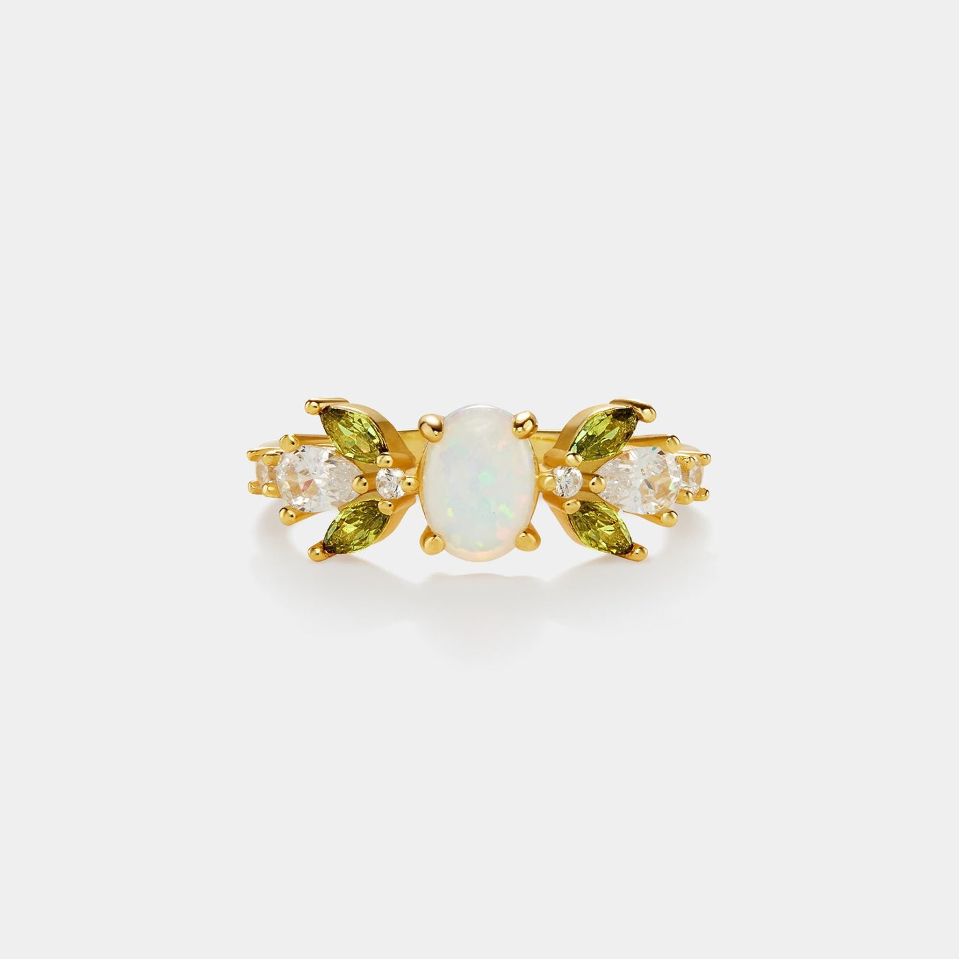Opal Olive Leaf Stacking Dainty Ring