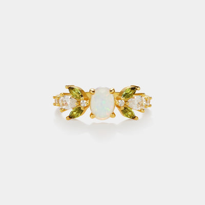 Opal Olive Leaf Stacking Dainty Ring