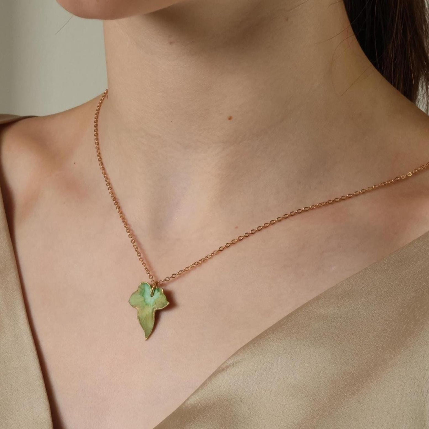 Hand Enamelled Ivy Leaf Necklace