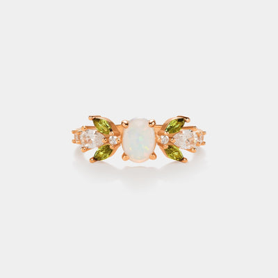 Opal Olive Leaf Stacking Dainty Ring