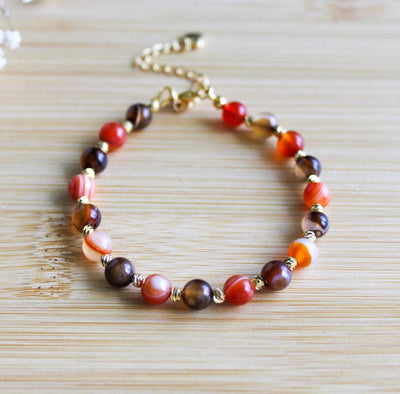 Fall Agate Onyx Beaded Bracelet
