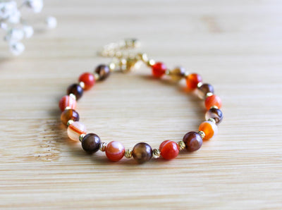 Fall Agate Onyx Beaded Bracelet