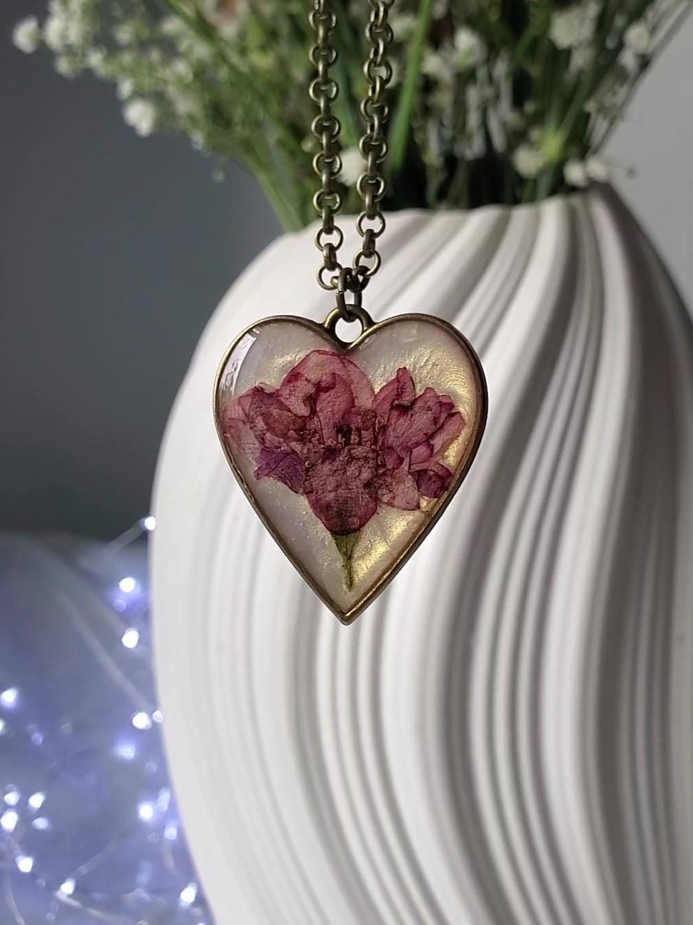 Resin Real Pressed Rose Necklace