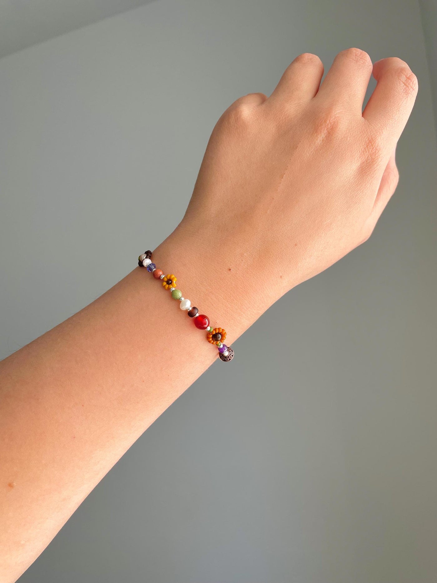 Clementine Fall Flower Beaded Bracelet