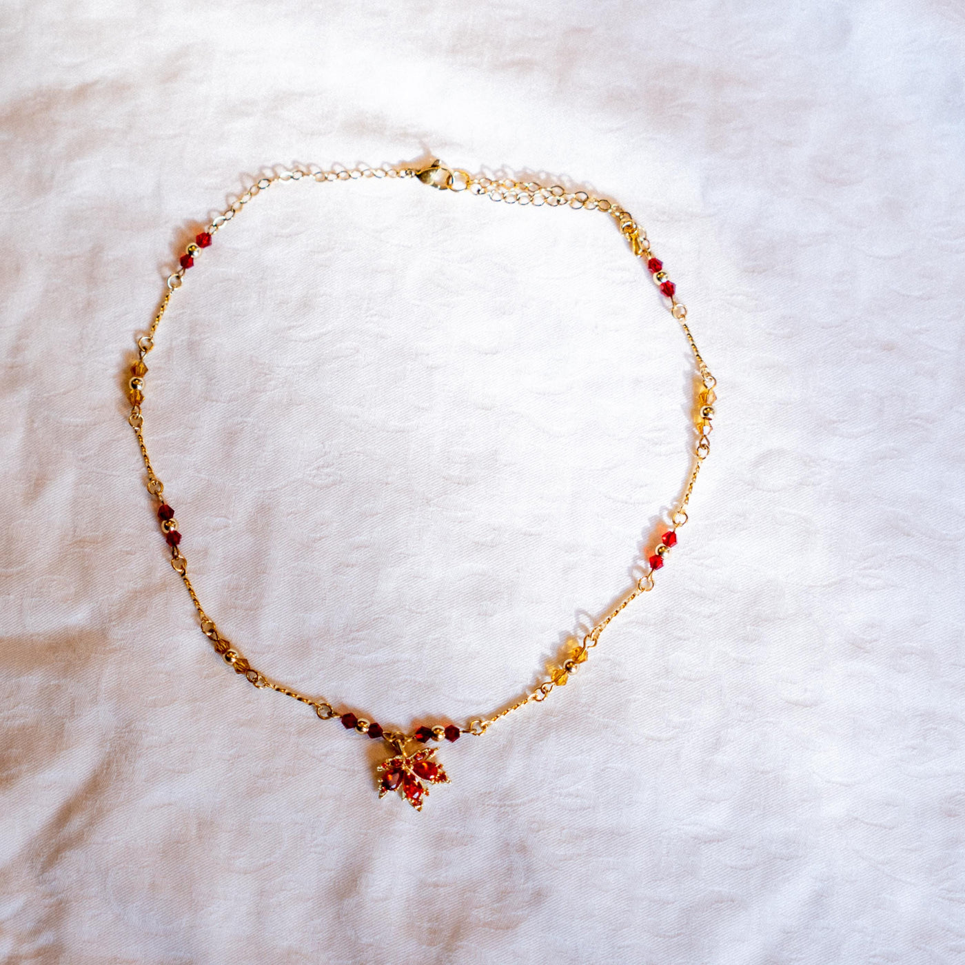 Cubic Zirconia Autumn Leaf Necklace