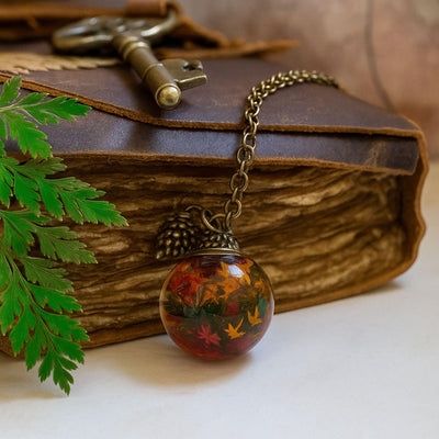 Autumn Globe Necklace Real Flower Jewellery