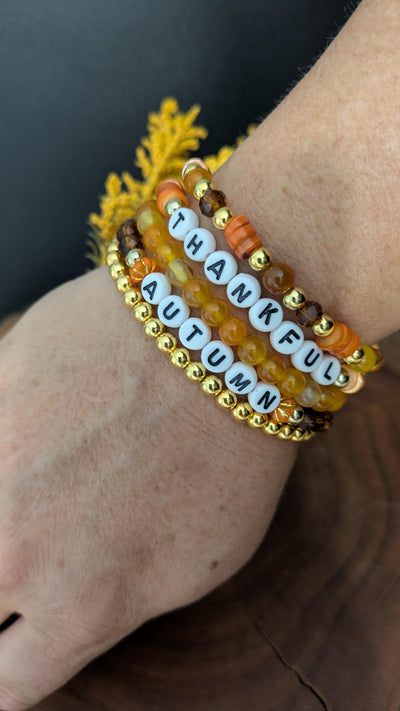 Thankful Autumn Beaded Elastic Bracelet Set