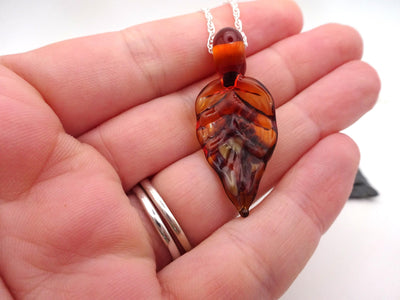 Lampwork Glass Autumn Leaf Pendant Necklace
