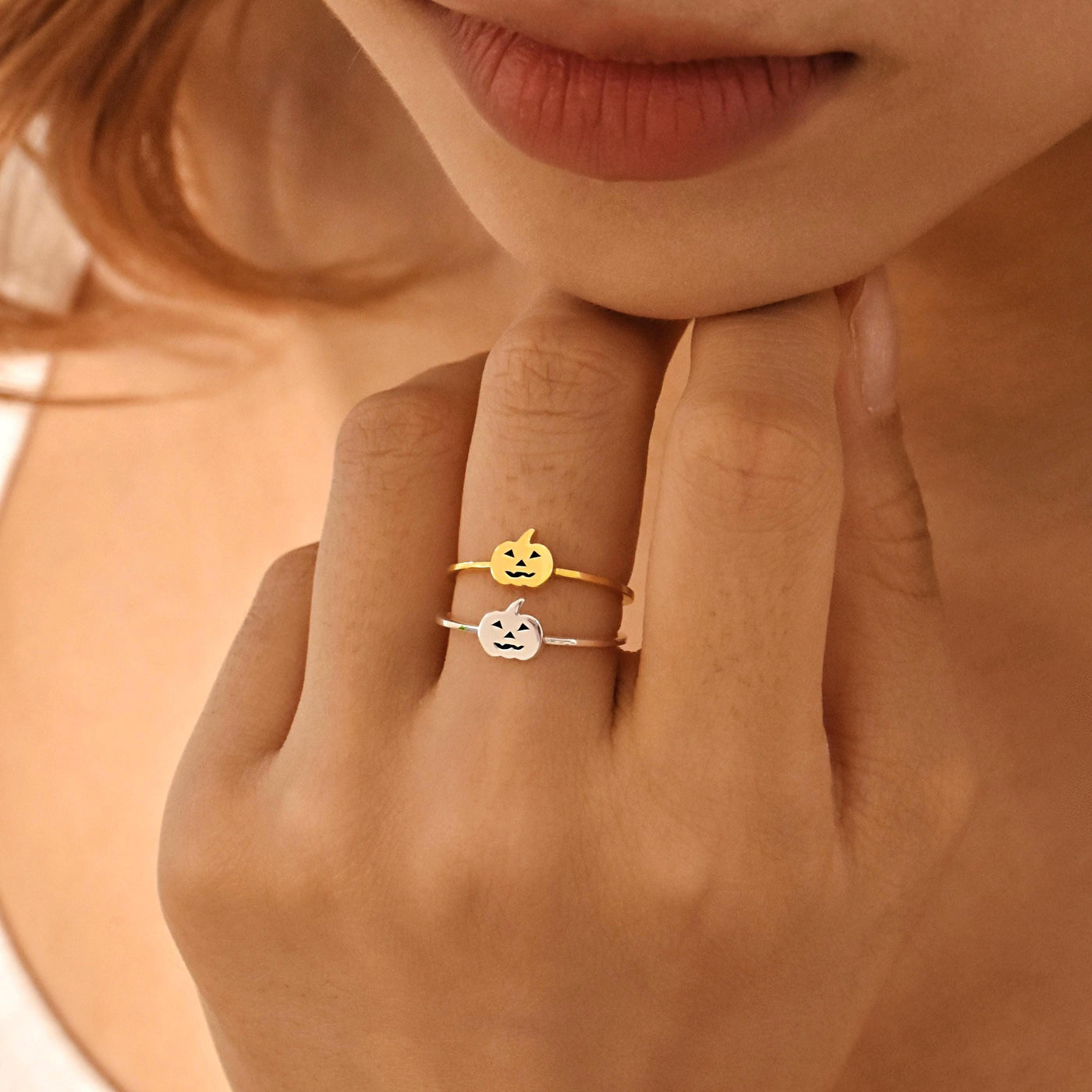 Dainty Pumpkin Stacking Halloween Ring
