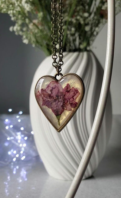 Resin Real Pressed Rose Necklace