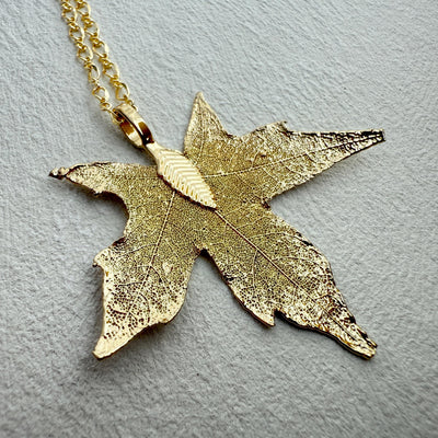 Real Maple Leaf Plated Necklace