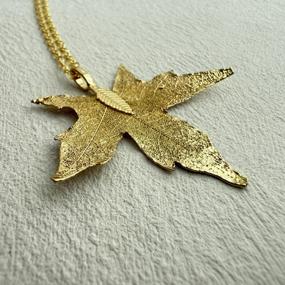 Real Maple Leaf Plated Necklace