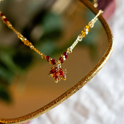 Cubic Zirconia Autumn Leaf Necklace