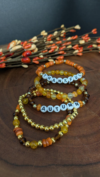 Thankful Autumn Beaded Elastic Bracelet Set