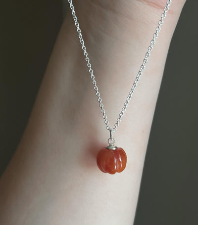 Handmade Natural Crystal Pumpkin Pendant