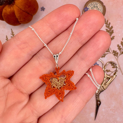 Maple Leaf Micro Crochet Necklace