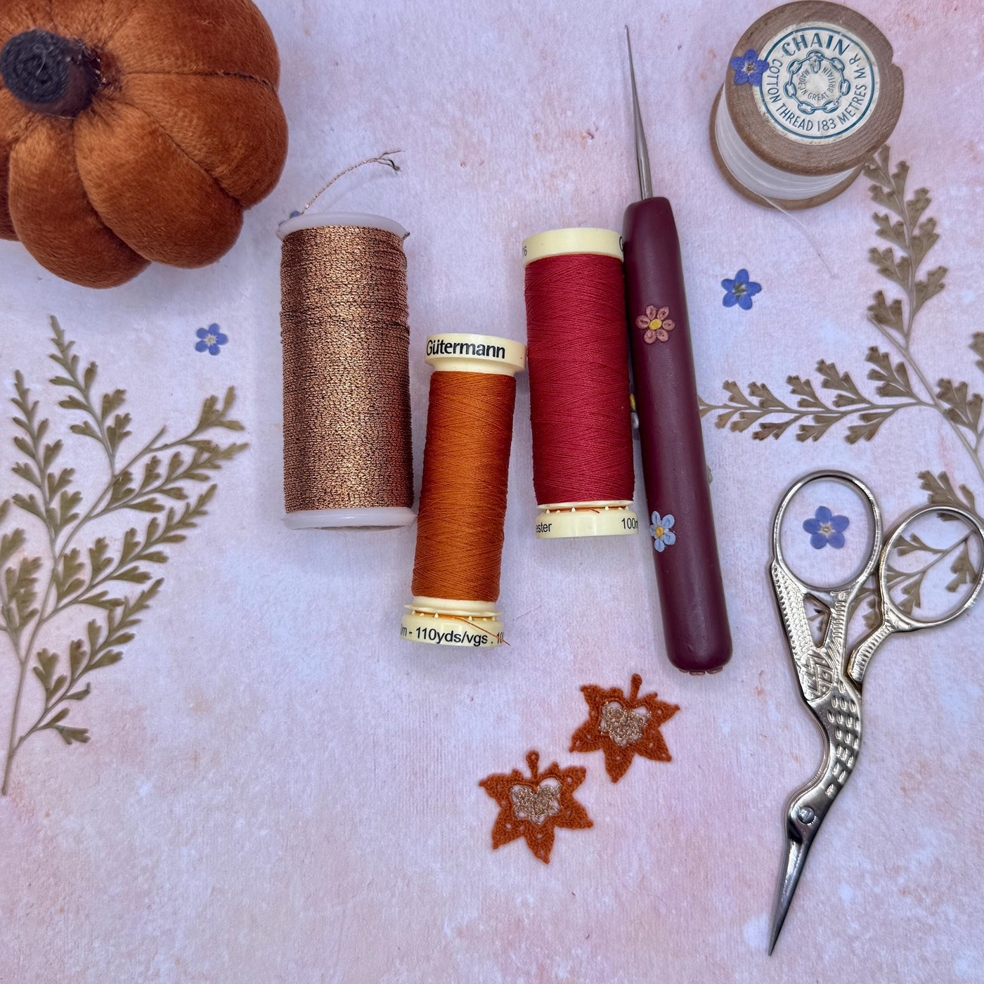 Maple Leaf Micro Crochet Necklace