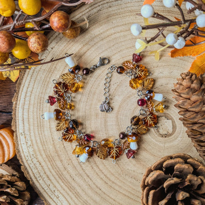 Fall Beaded Mushroom Bracelet