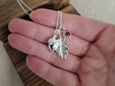Handmade Silver Acorn & Oak Leaf Pendant Necklace