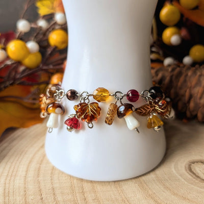 Fall Beaded Mushroom Bracelet