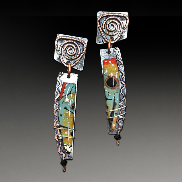 Exclusive Silver Ethnic Earrings with Colorful Enamel
