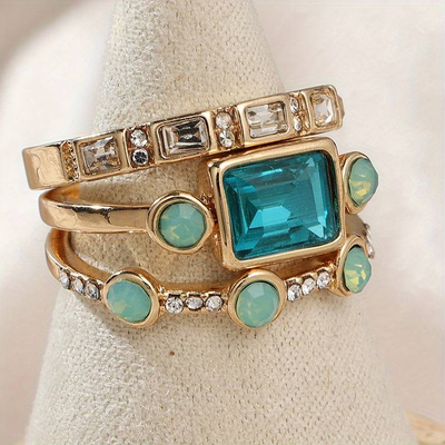 Charm - Vintage Blue Crystal Ring