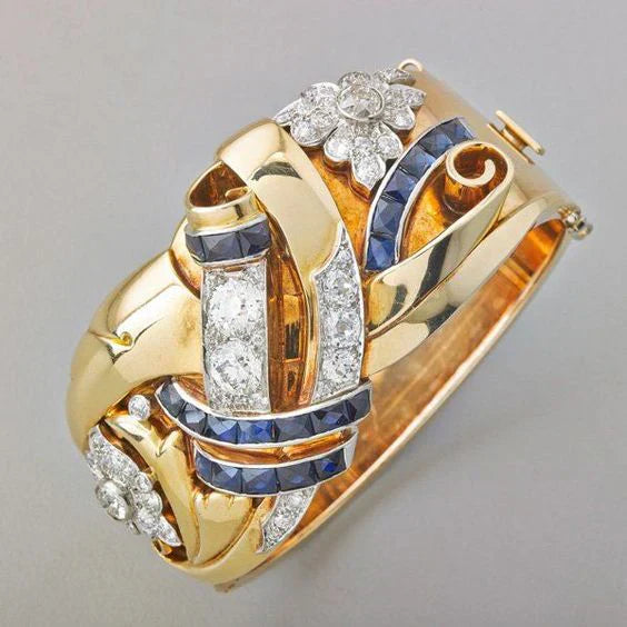 Timeless Elegance: Vintage Gold & Blue Zirconia Ring