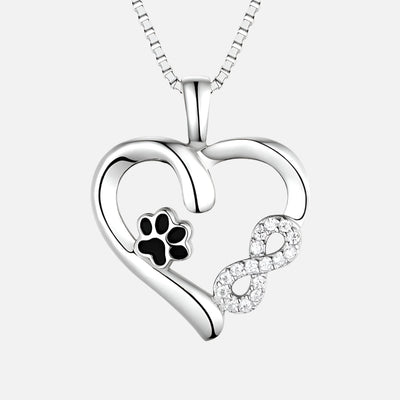 Paw and Heart Necklace with Infinity Charm