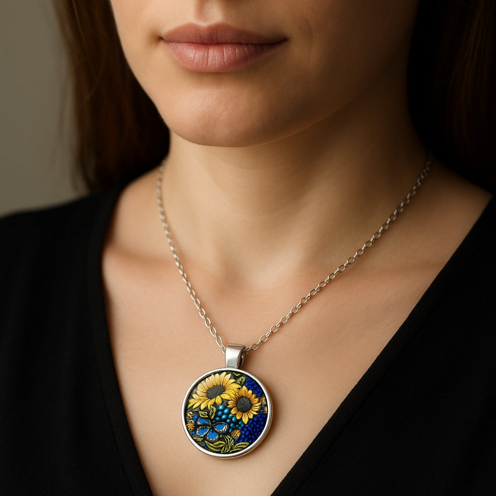 Sunflower Butterfly Necklace