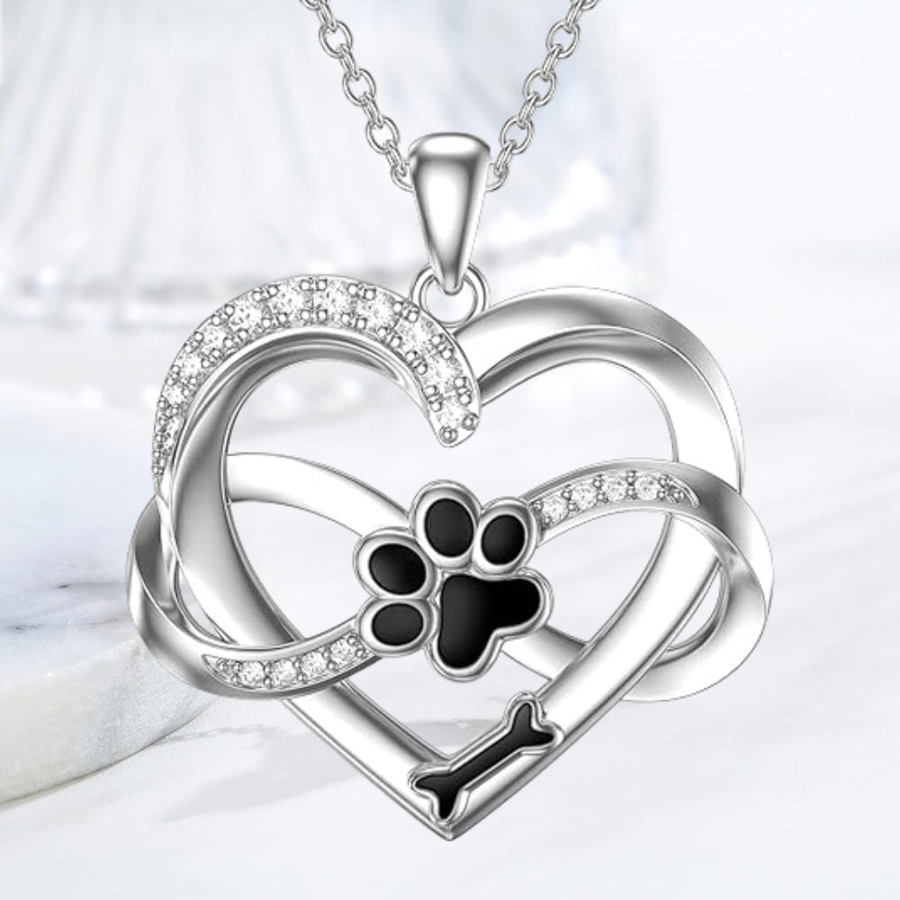 Infinity Necklace with Heart & Paw