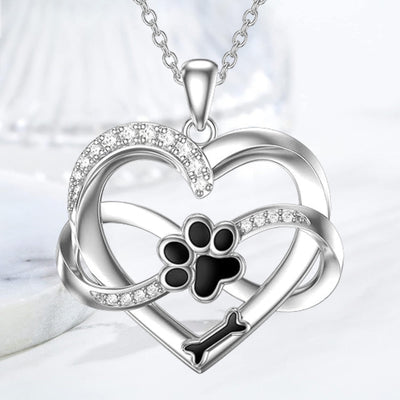 Infinity Necklace with Heart & Paw